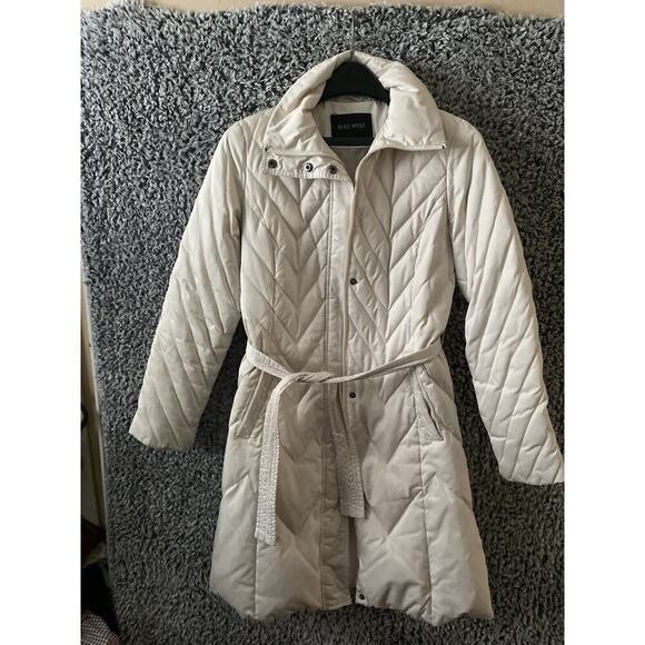 Women’s Nine West Long White Hooded Down Filled Coat Size small - Picture 12 of 12